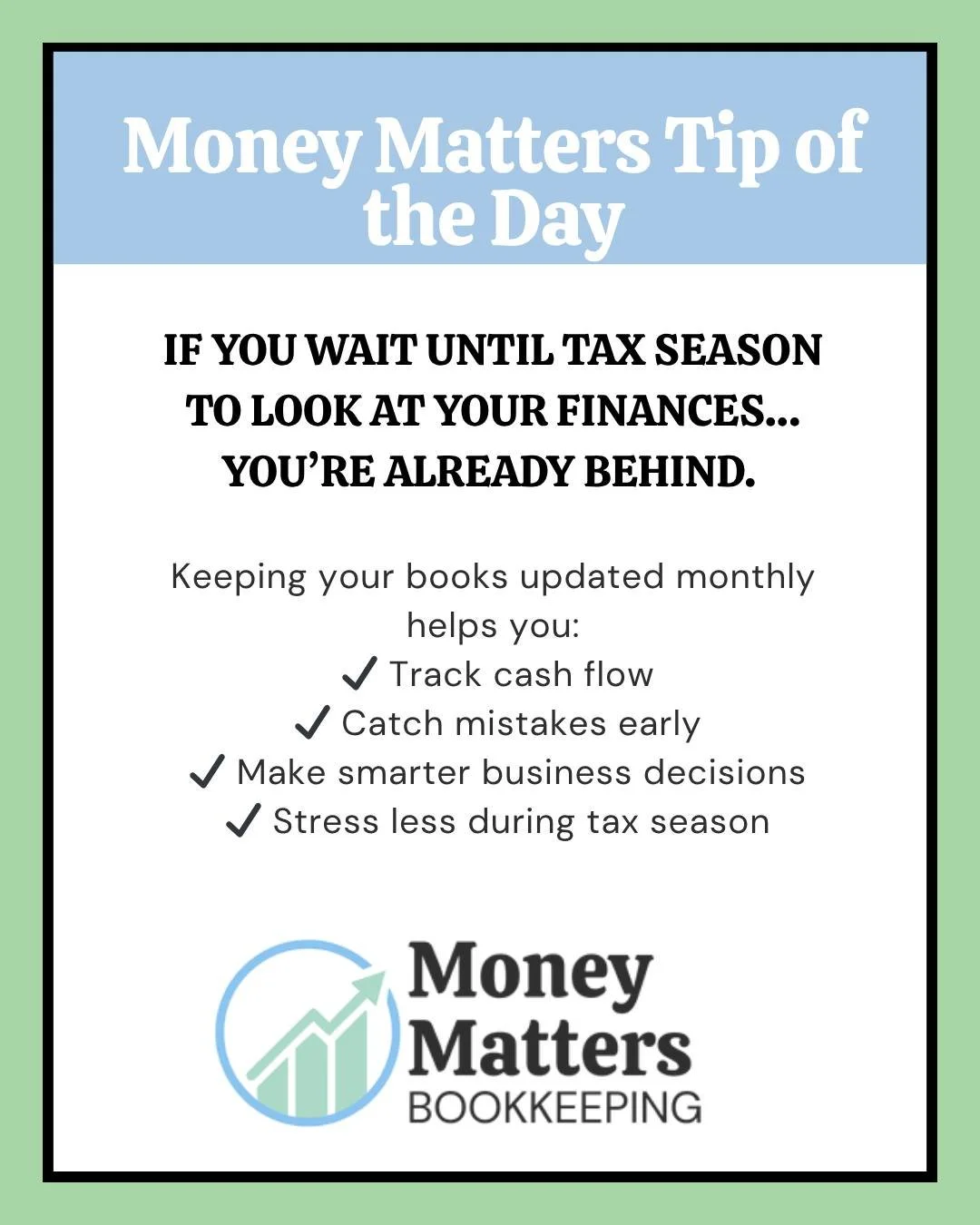 Money matters&hellip; and so does knowing where your business stands.

Keeping your books organized gives you clarity, confidence, and more control over your business decisions.  #Bookkeeping #SmallBusiness #MoneyMatters #BusinessTips #EntrepreneurLi