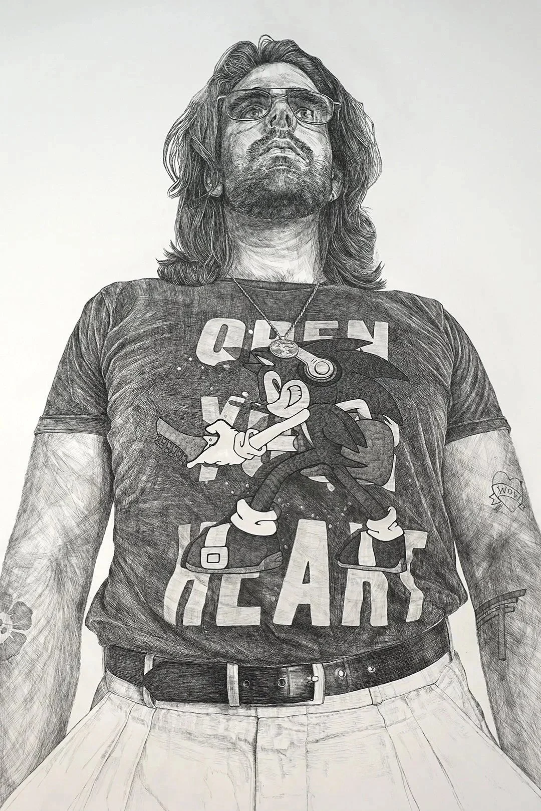 Open Your Heart (2024) H67"x W52" Sumi ink on Paper