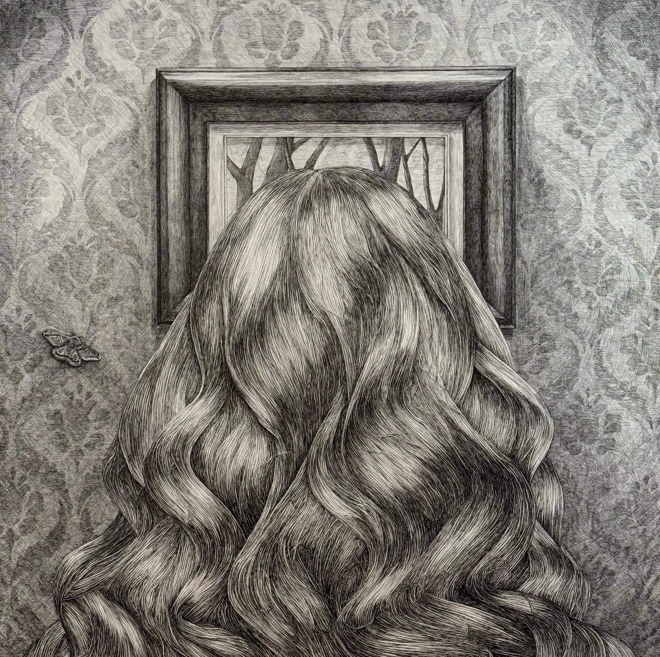 A moth (2026) H47"x W47" Sumi ink on Paper