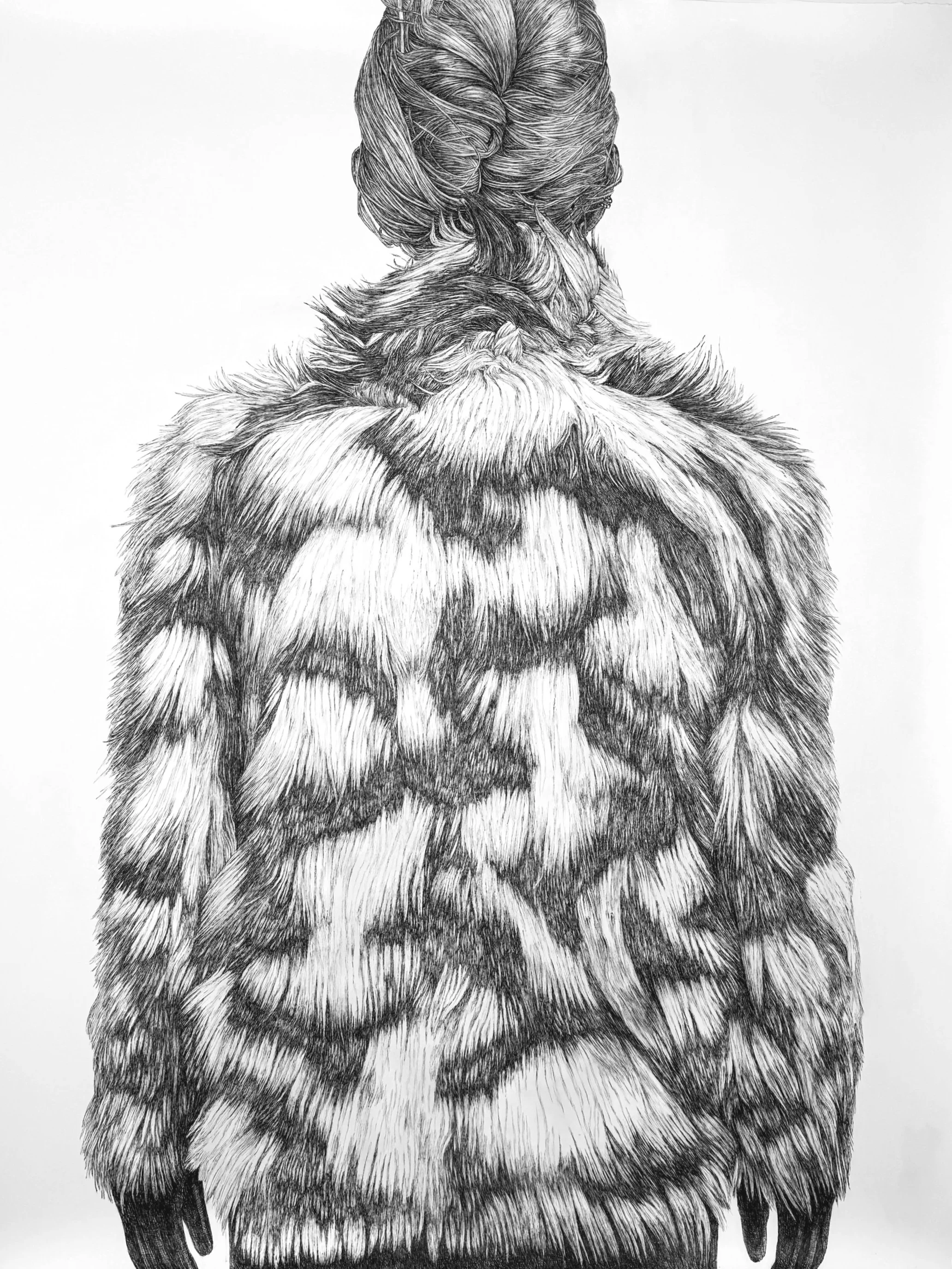 Fur (2026) H56" x W45", Sumi ink on Paper