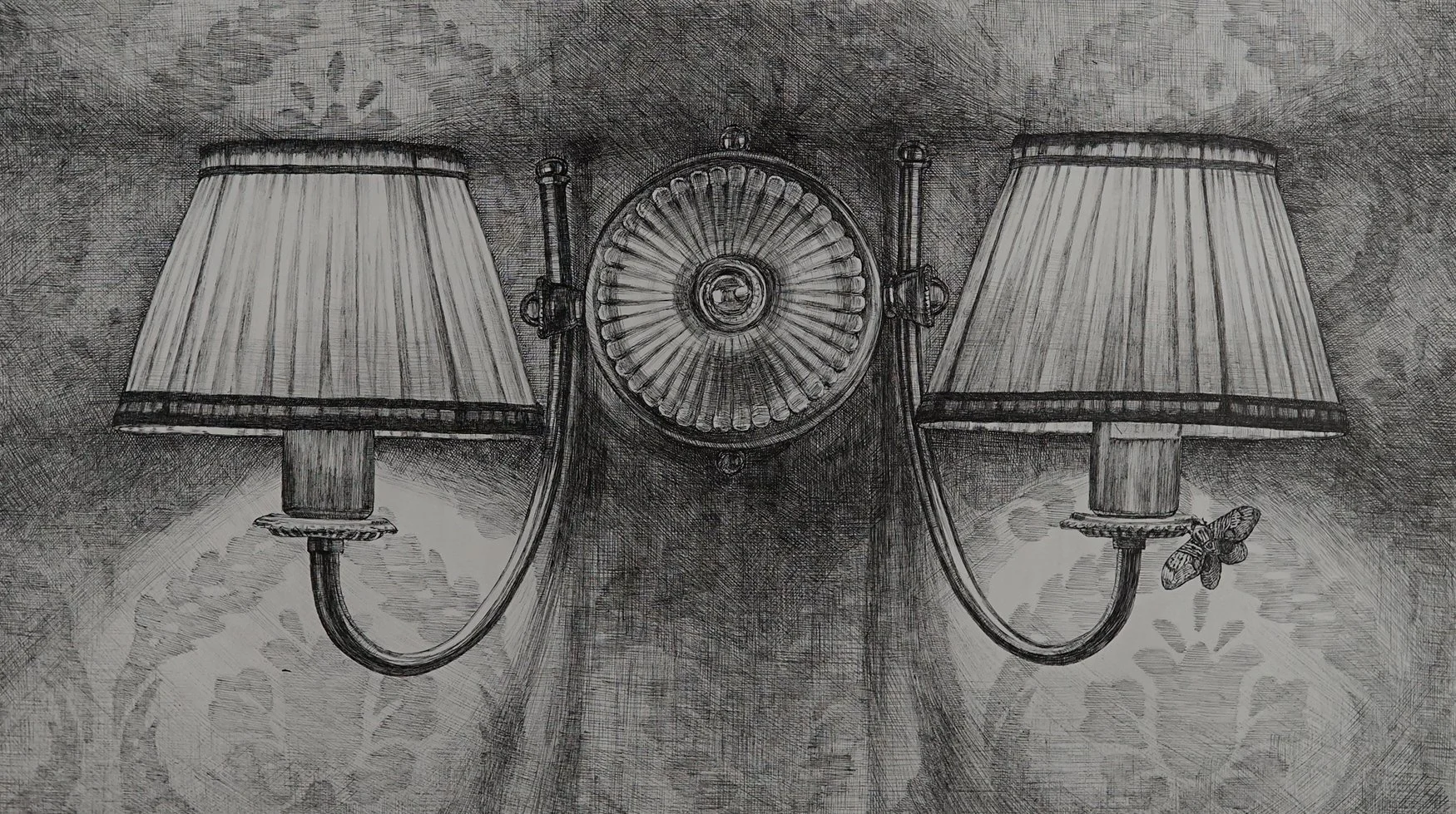 Two shades and a moth (Part I) 2025 H17" x W40" Sumi ink on Paper