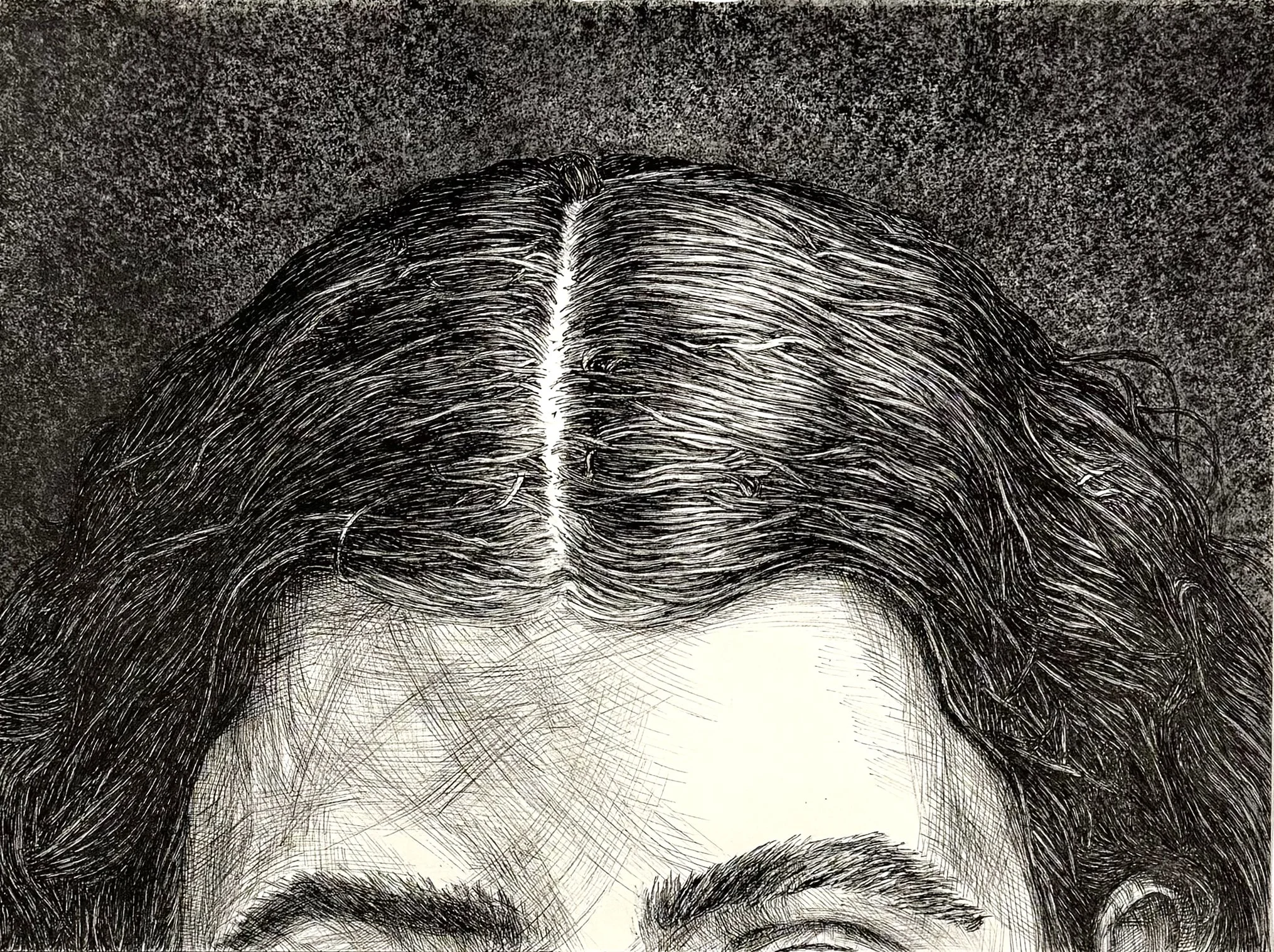 A Center Part #2 (2026), H11"x W15", Sumi ink on Paper