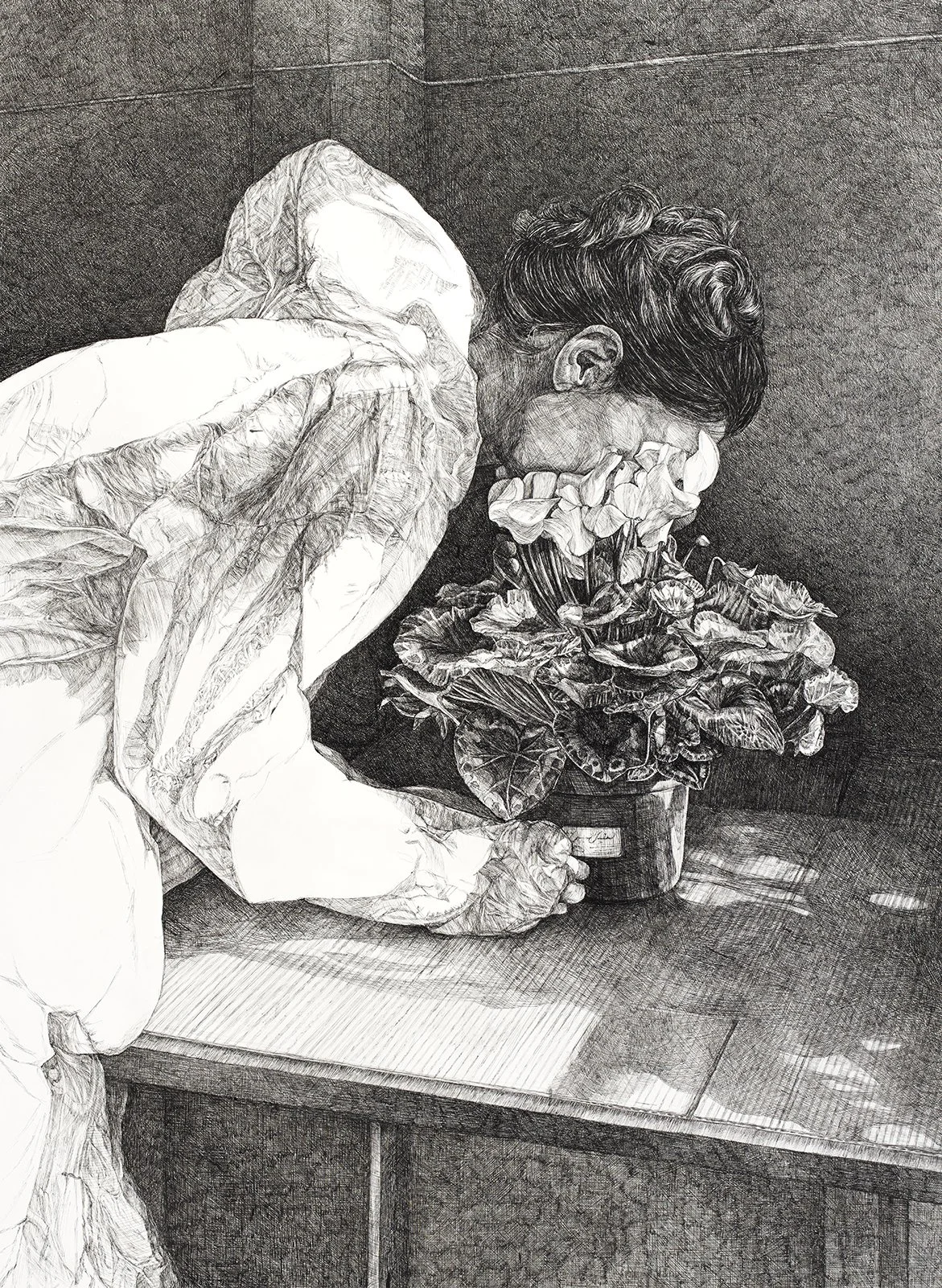 Cyclamen (2016) H62" x W45" Sumi ink on Paper