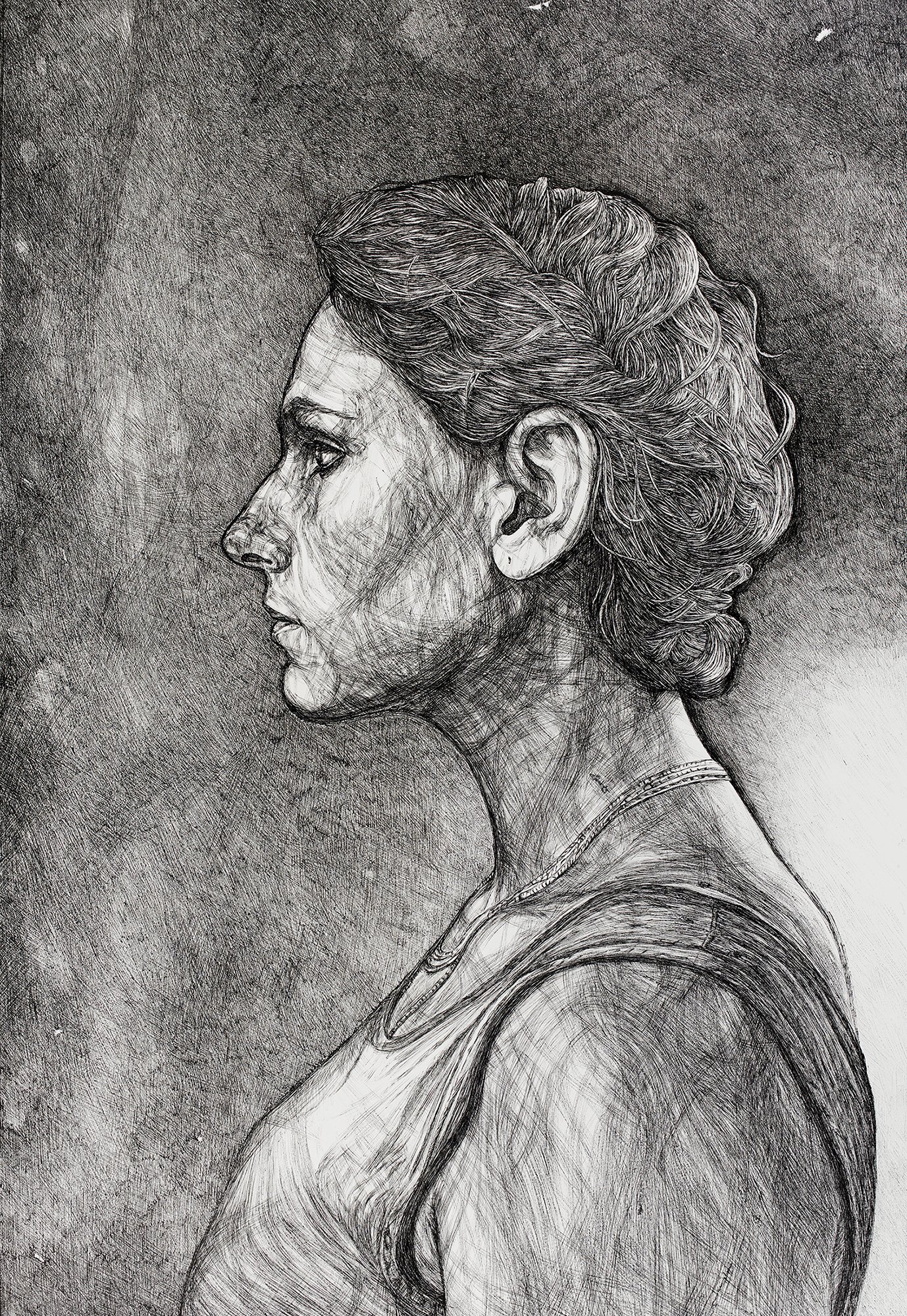 Ms. Fontaine (2016) H40"x W26" Sumi ink on Paper