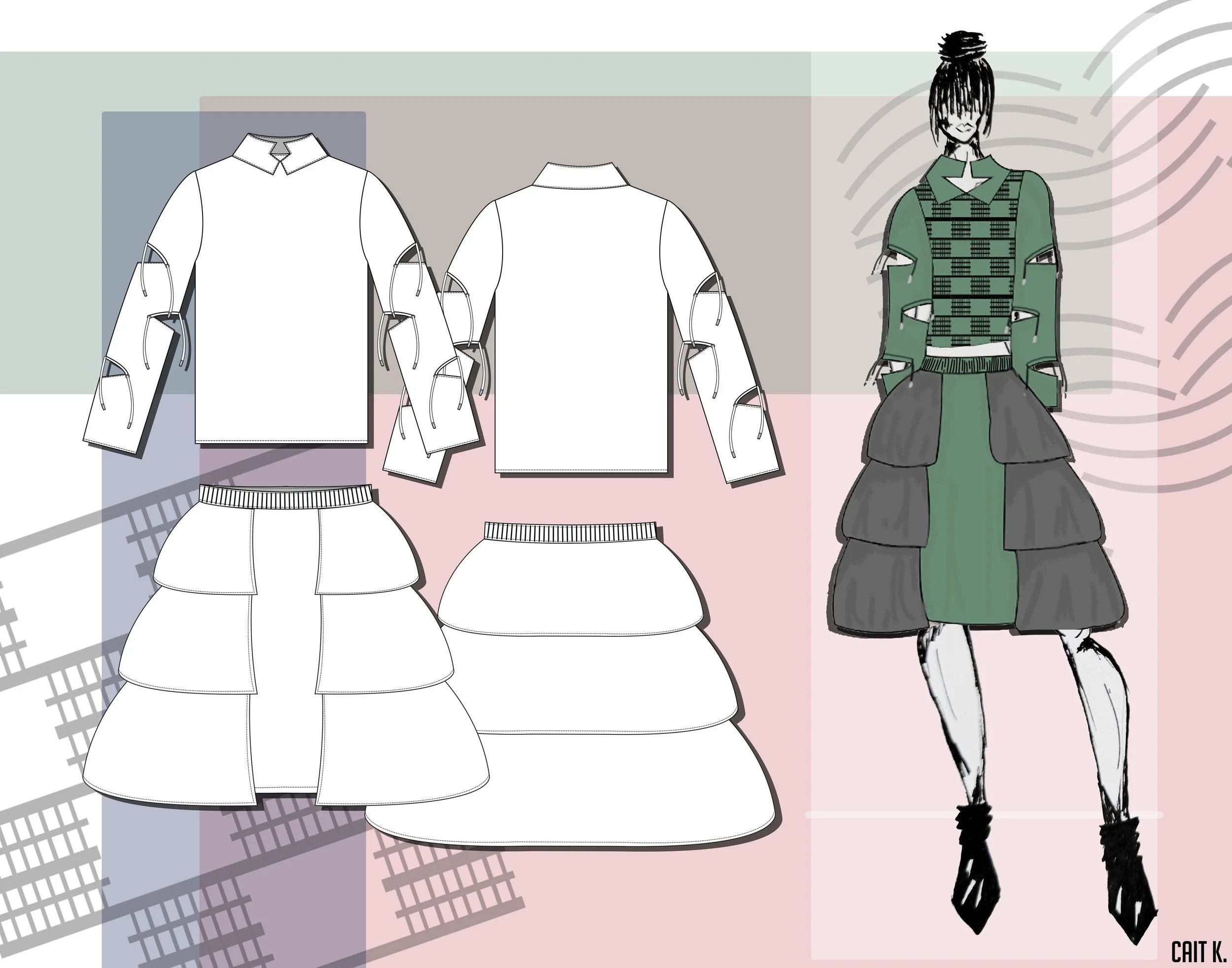 Cut Out Top & Ruffled Short Skirt