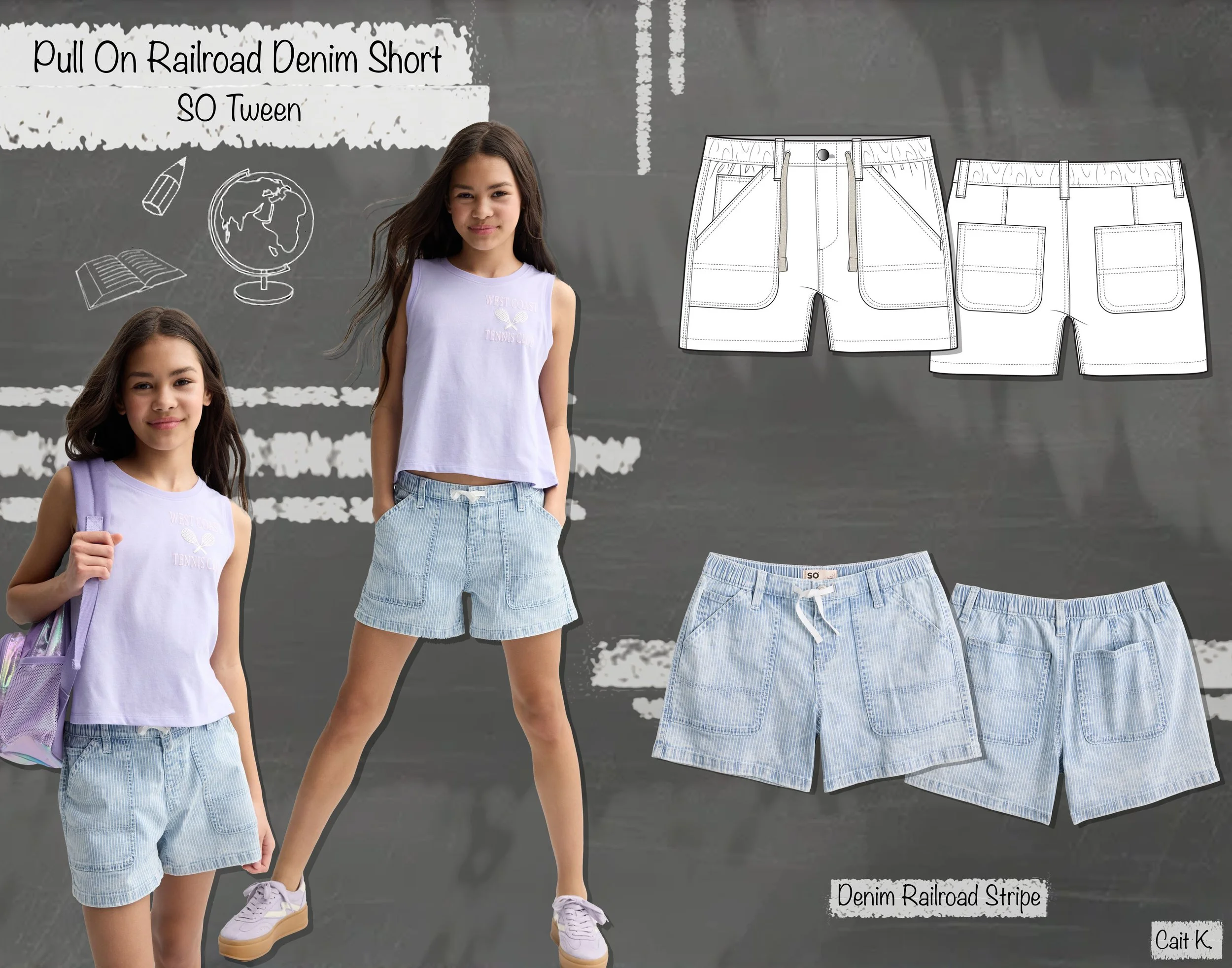 BTS - Pull On Railroad Denim Short