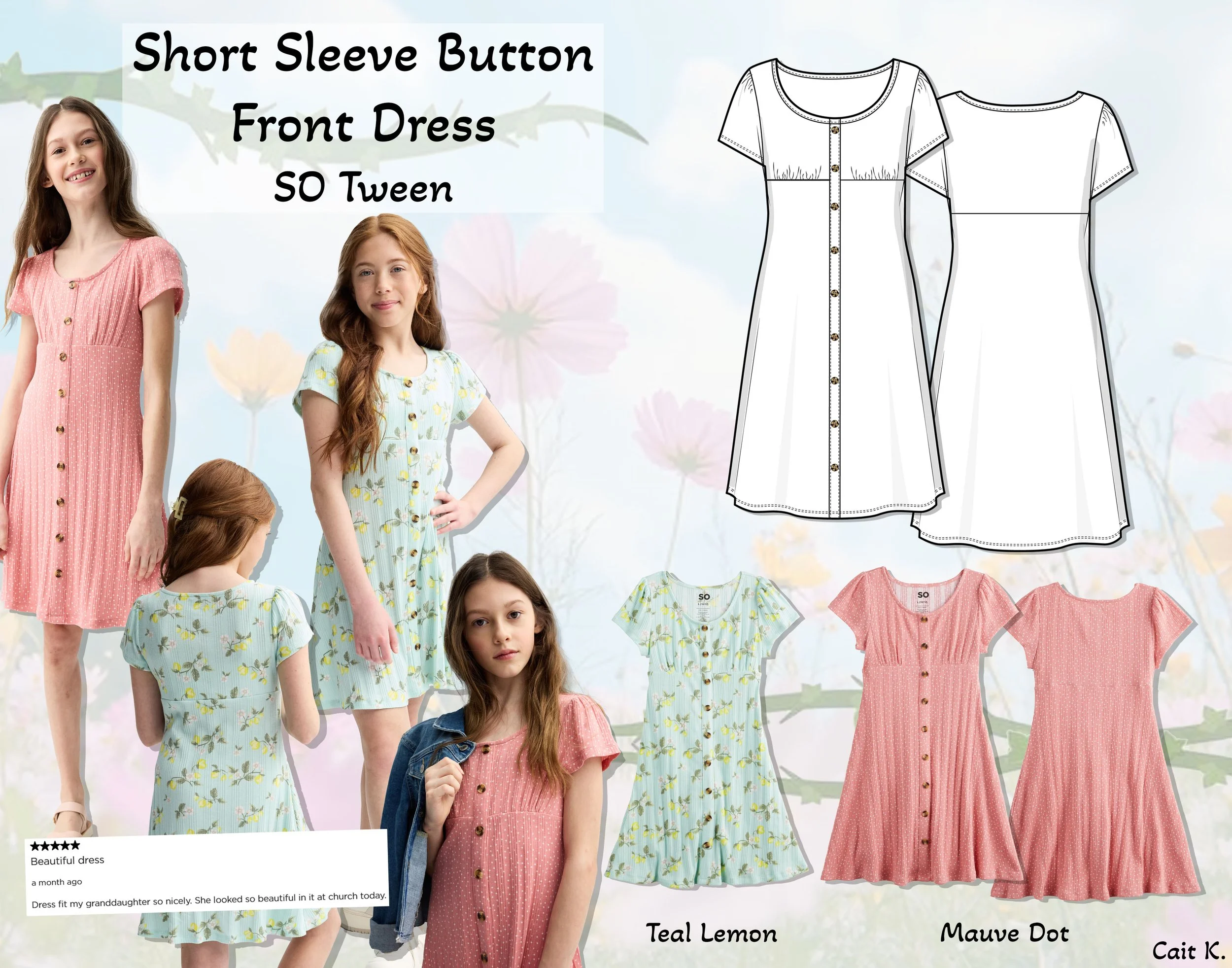 SP25 - Short Sleeve Button Front Dress