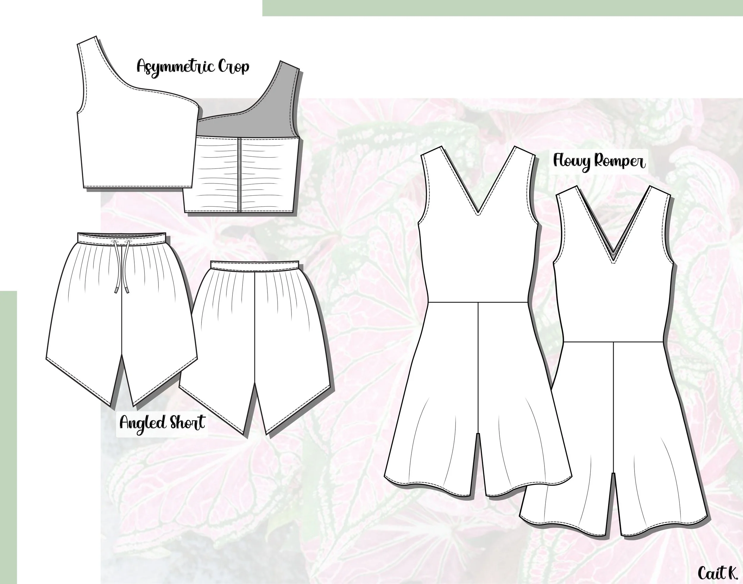 One-Shoulder Top & Short Set; Sheer Romper