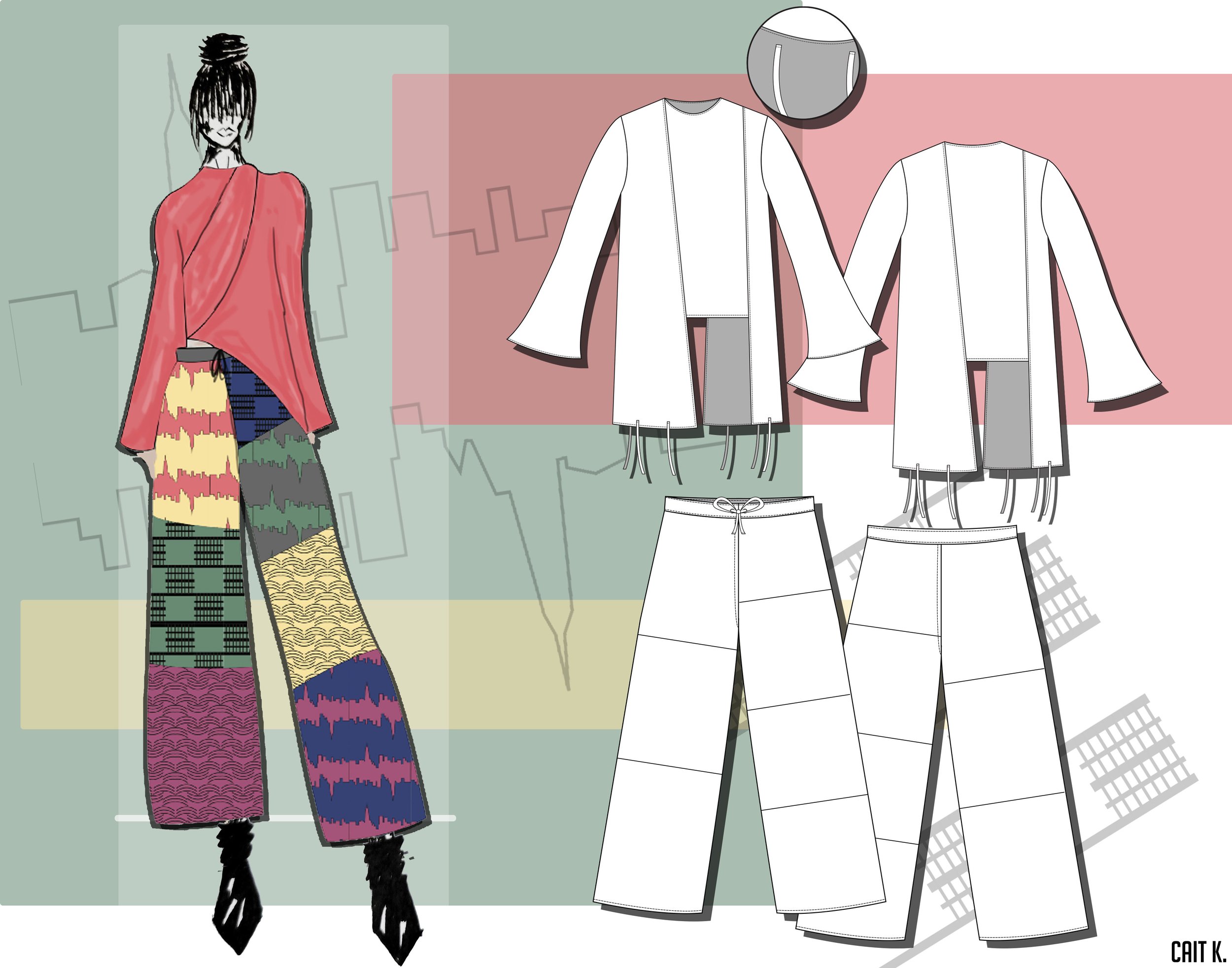Adaptable Top & Color Block Trousers