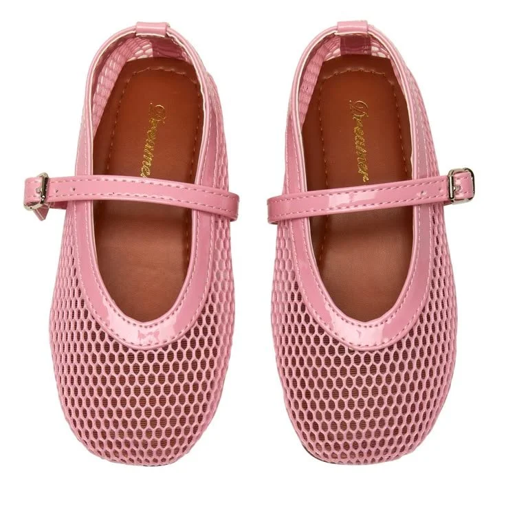 Pink mesh kids ballet mary jane flats alaia and the row trending for kids