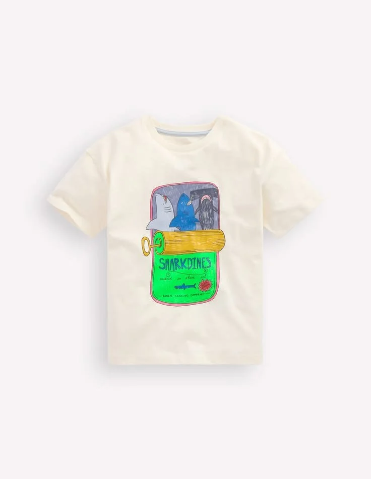 Relaxed Graphic T-shirt-Parchament Sardine Can _ Boden