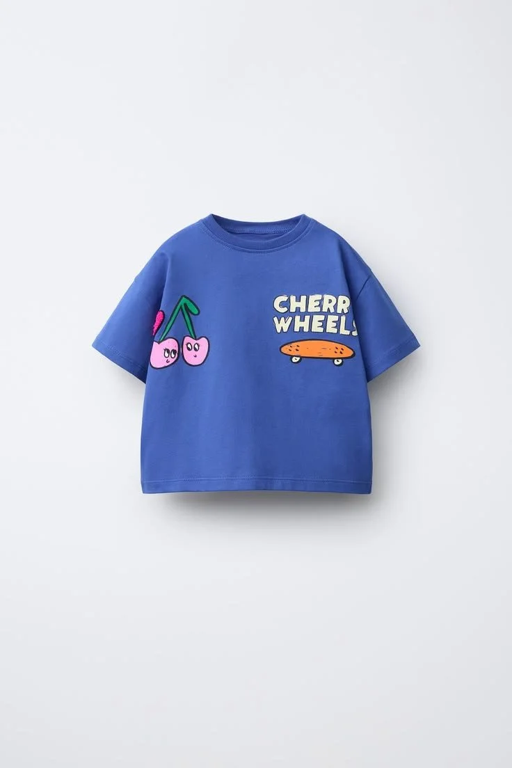 RUFFLY PATCH T-SHIRT - Bluish _ ZARA
