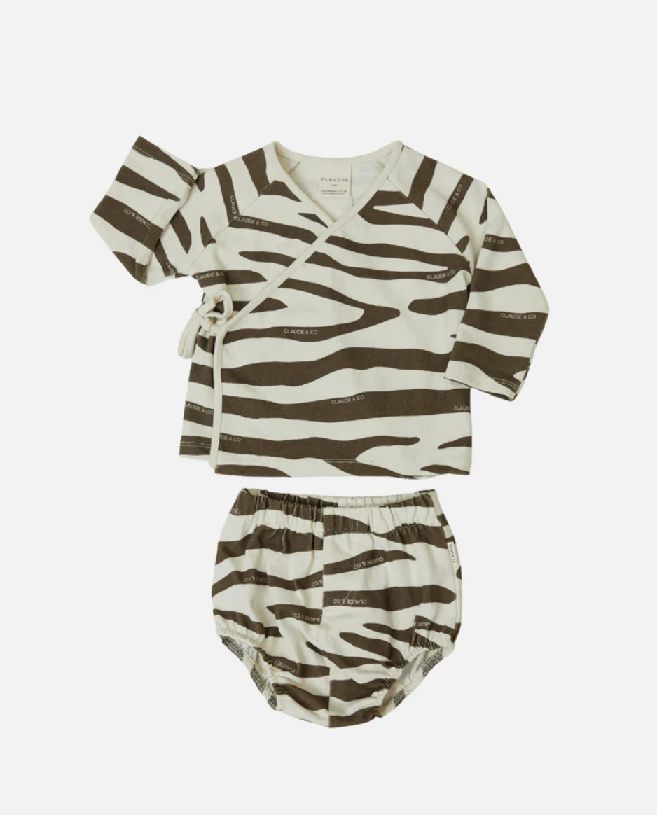 MILK TEETH Remy Zebra Wrap Cardi Short Set