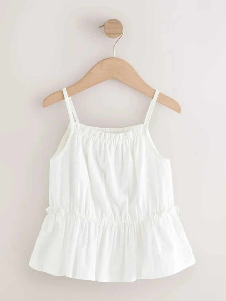 White Strappy Peplum Blouse (3-16yrs)