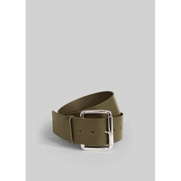 THE FRANKIE SHOP Marty Leather Belt — Army Green