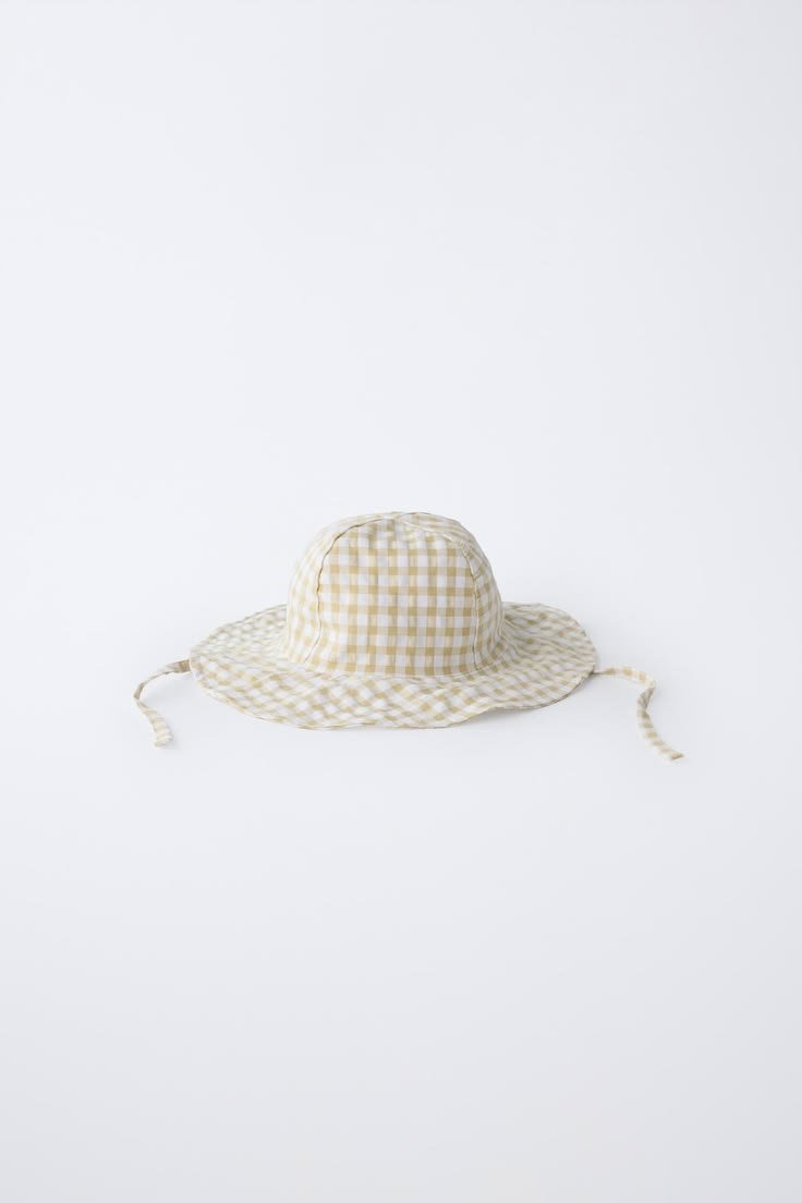 zara GINGHAM BUCKET HAT