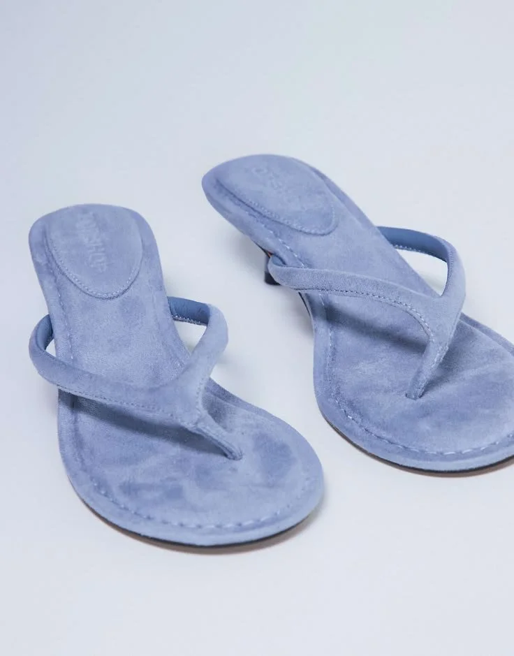 topshop faux suede thong heels