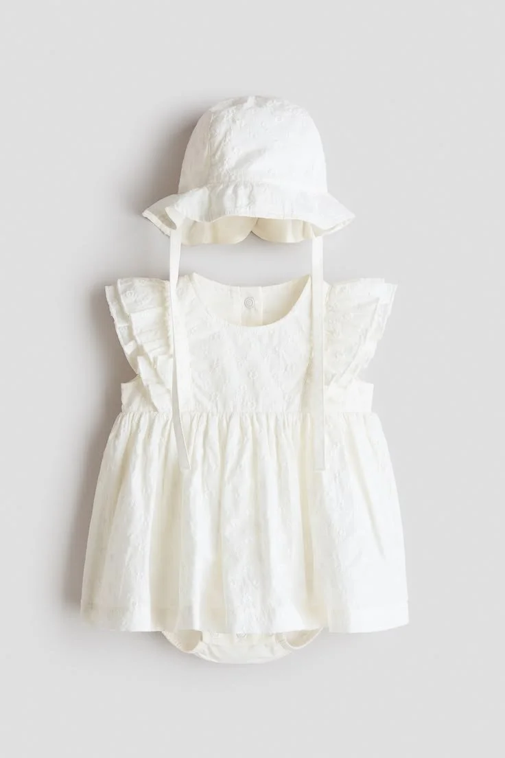 White 2-piece Patterned Muslin Set for kids _ H&M US.jpeg