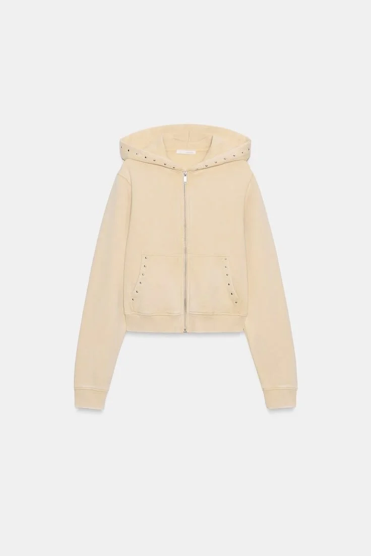 ZARA Studded Hoodie Sweatshirt