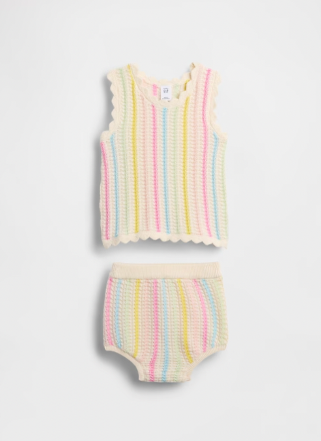 BABY GAP Baby Crochet Stripe Sweater Set
