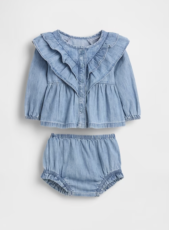 BABY GAP Baby Ruffle Denim Outfit Set
