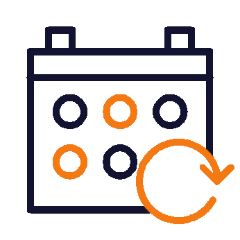 Calendar icon with circular arrows indicating refresh or repeat.
