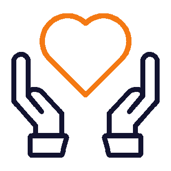 Two hands holding a heart outline.