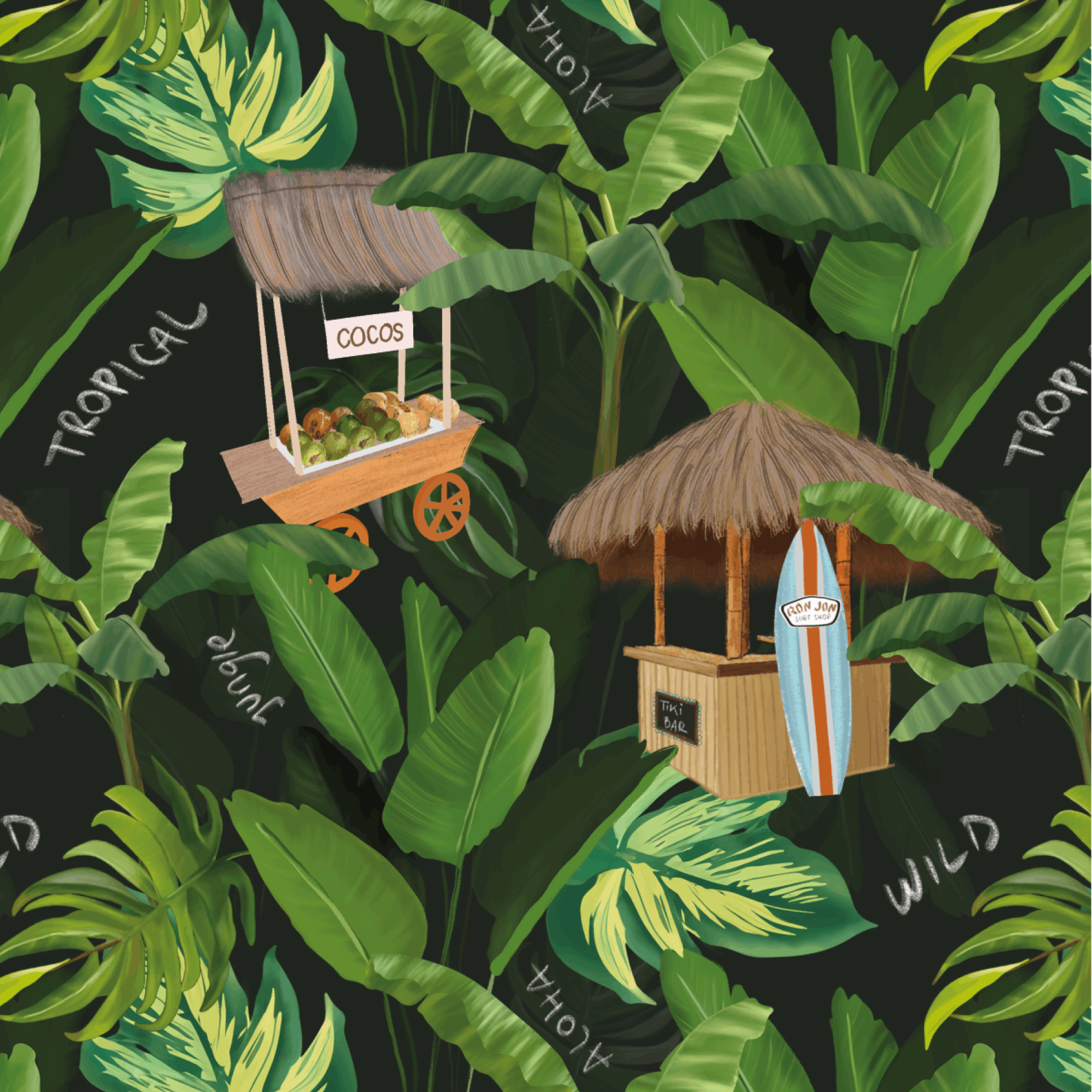 Estampado textil diseñado por una alumna del curso