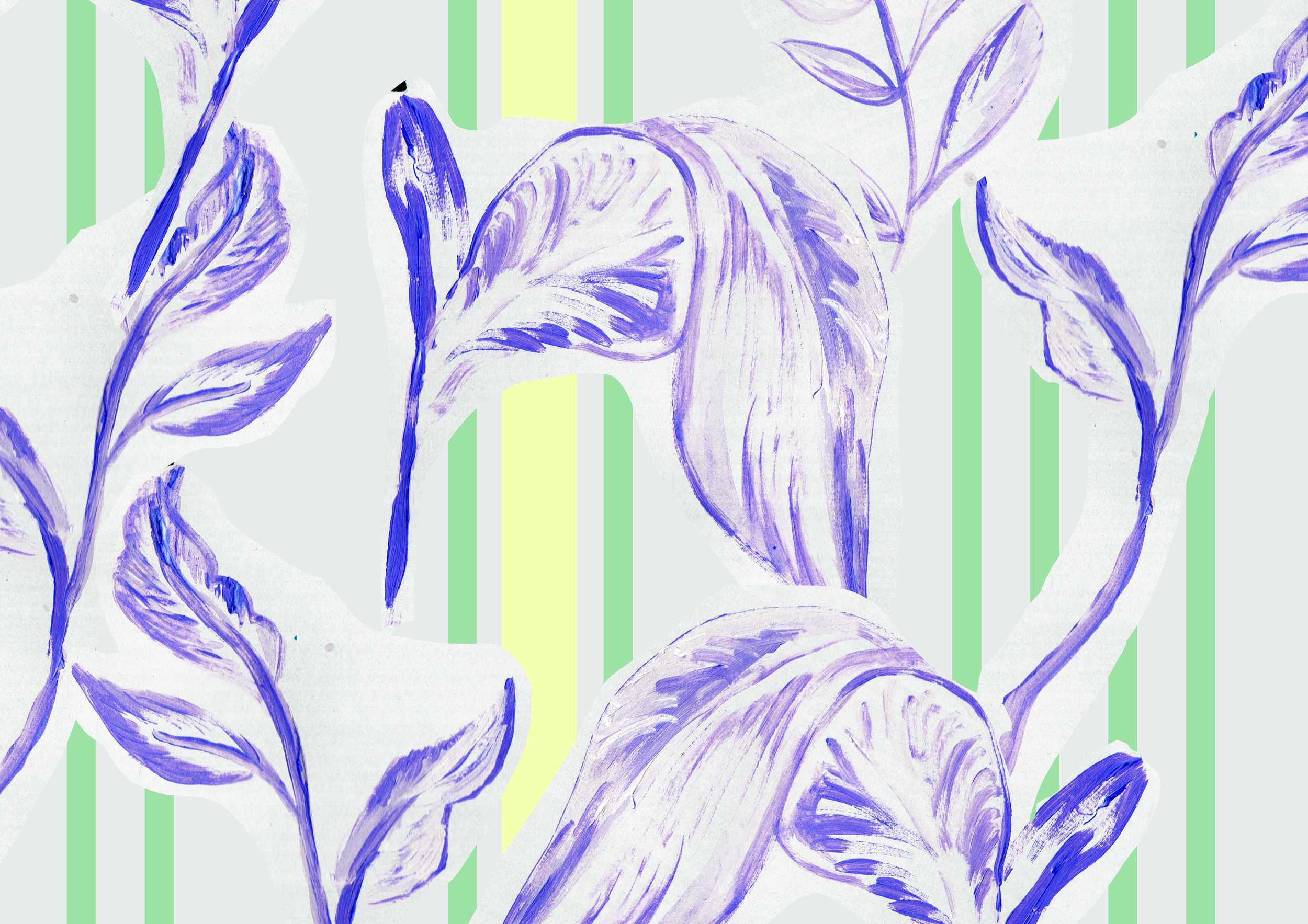 Estampado de flores y hojas diseñado en Procreate — ejemplo del curso