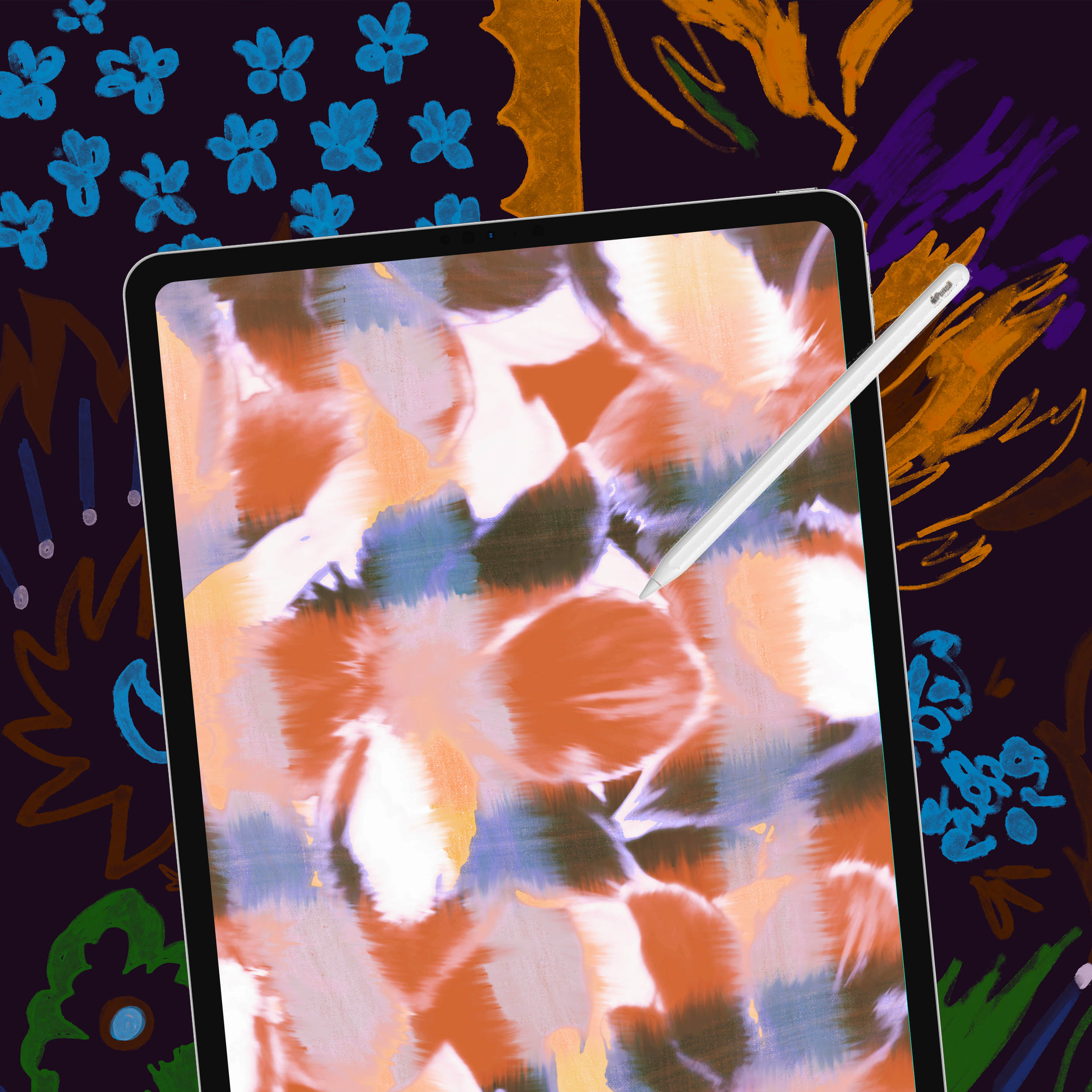 Diseños de estampados textiles creados en Procreate — Curso Natasha Spitzer School of Design