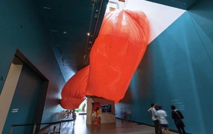 Sculpture Technician - attaching mounts on large Patricia Piccinini sculpture