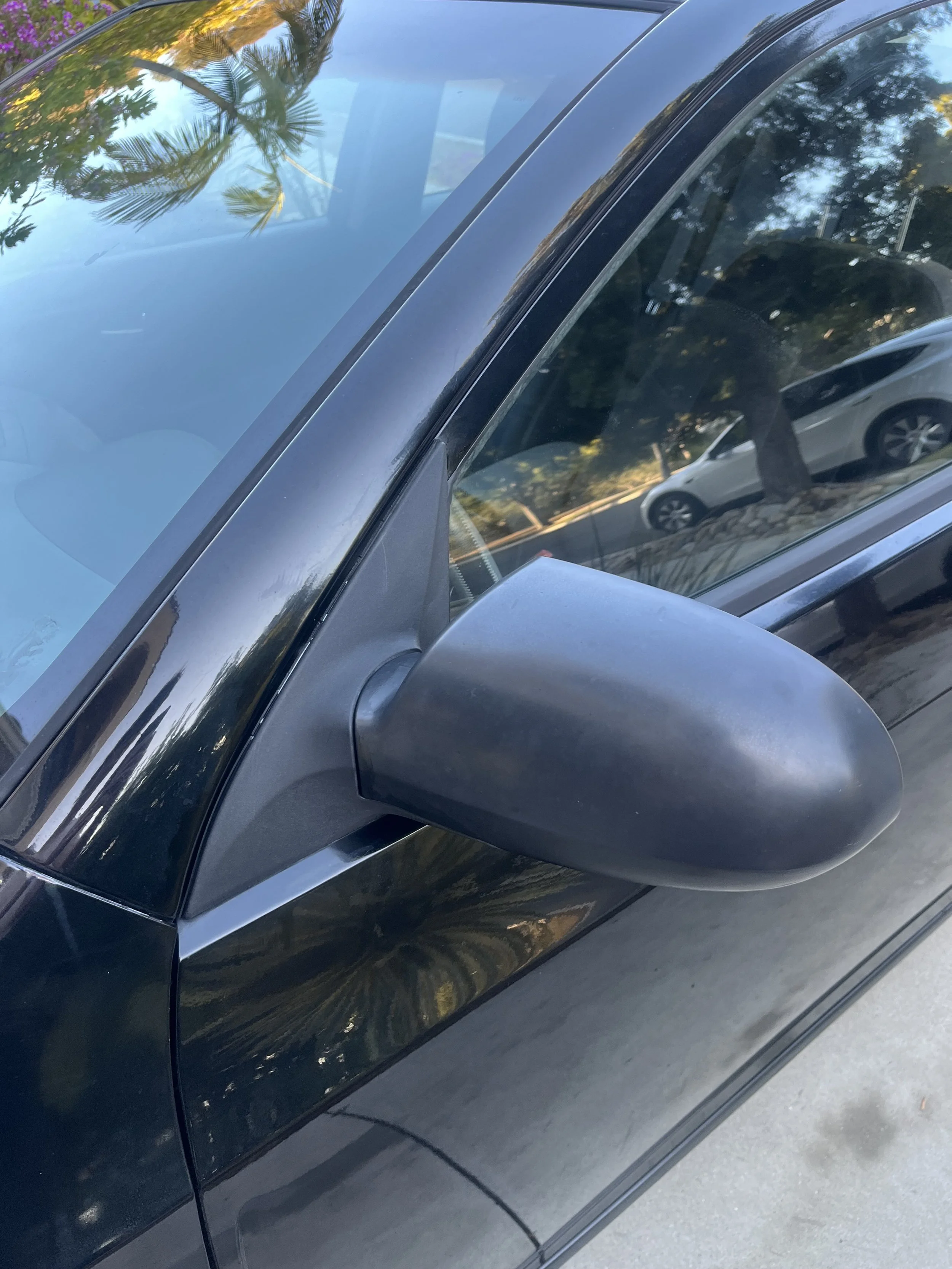 A before photo of the effects of plastic treatment during a detail in Torrey Pines.