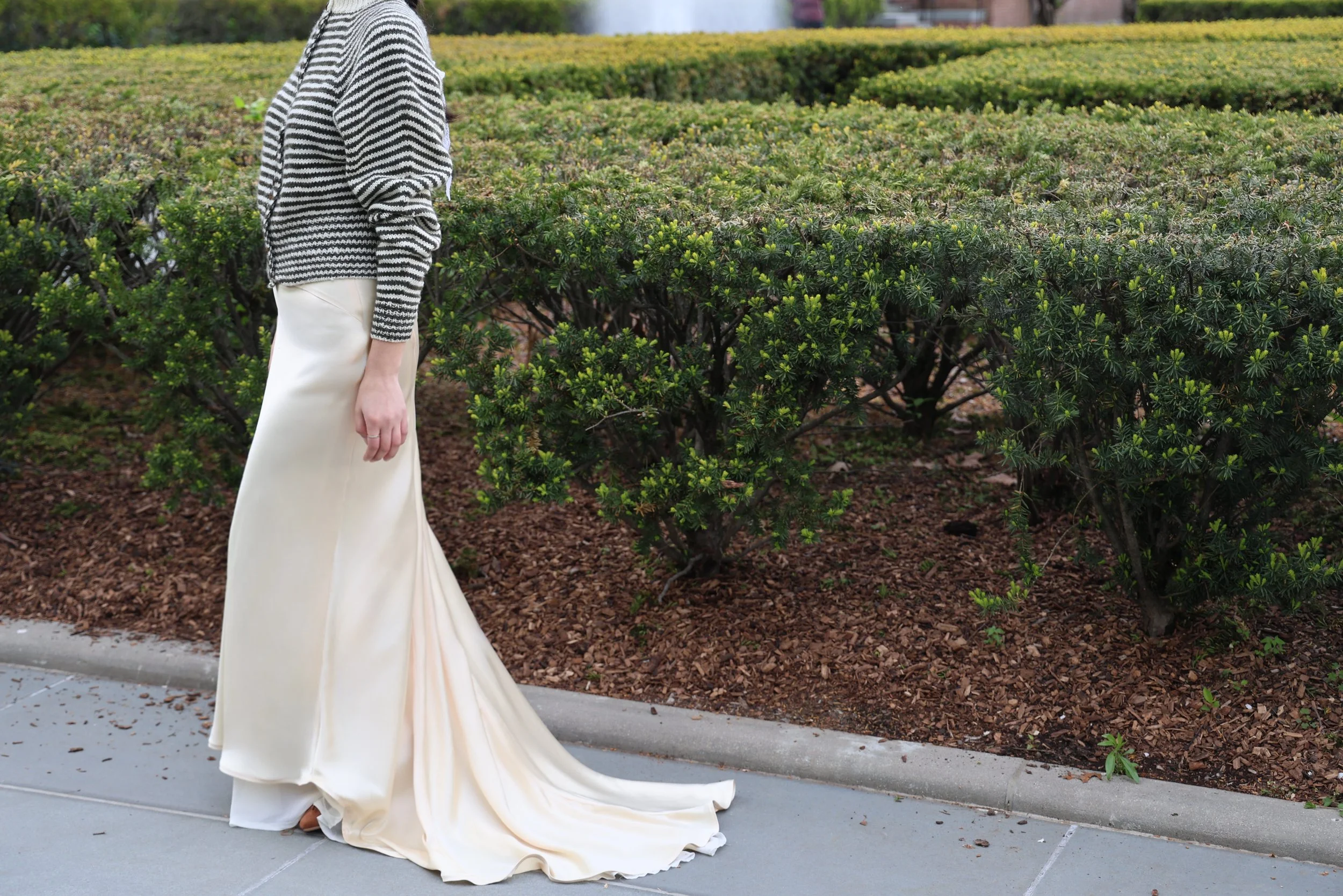 Silk Bias Skirt With Train
