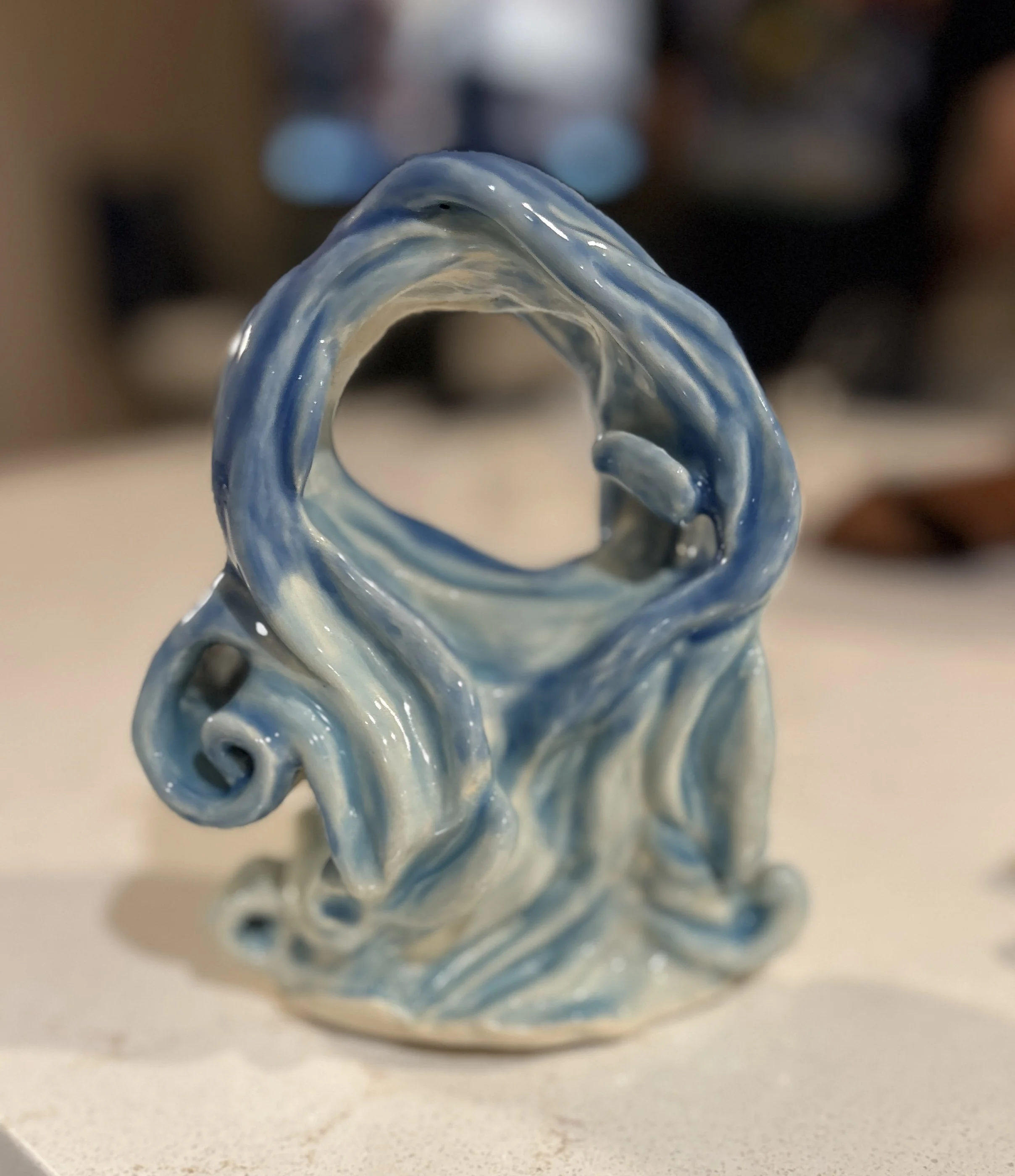 Hand-built ceramic sculpture inspired by ocean movement and coastal tides