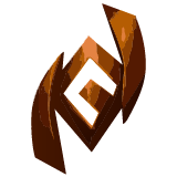 Brown metallic letter G with a stylized design.
