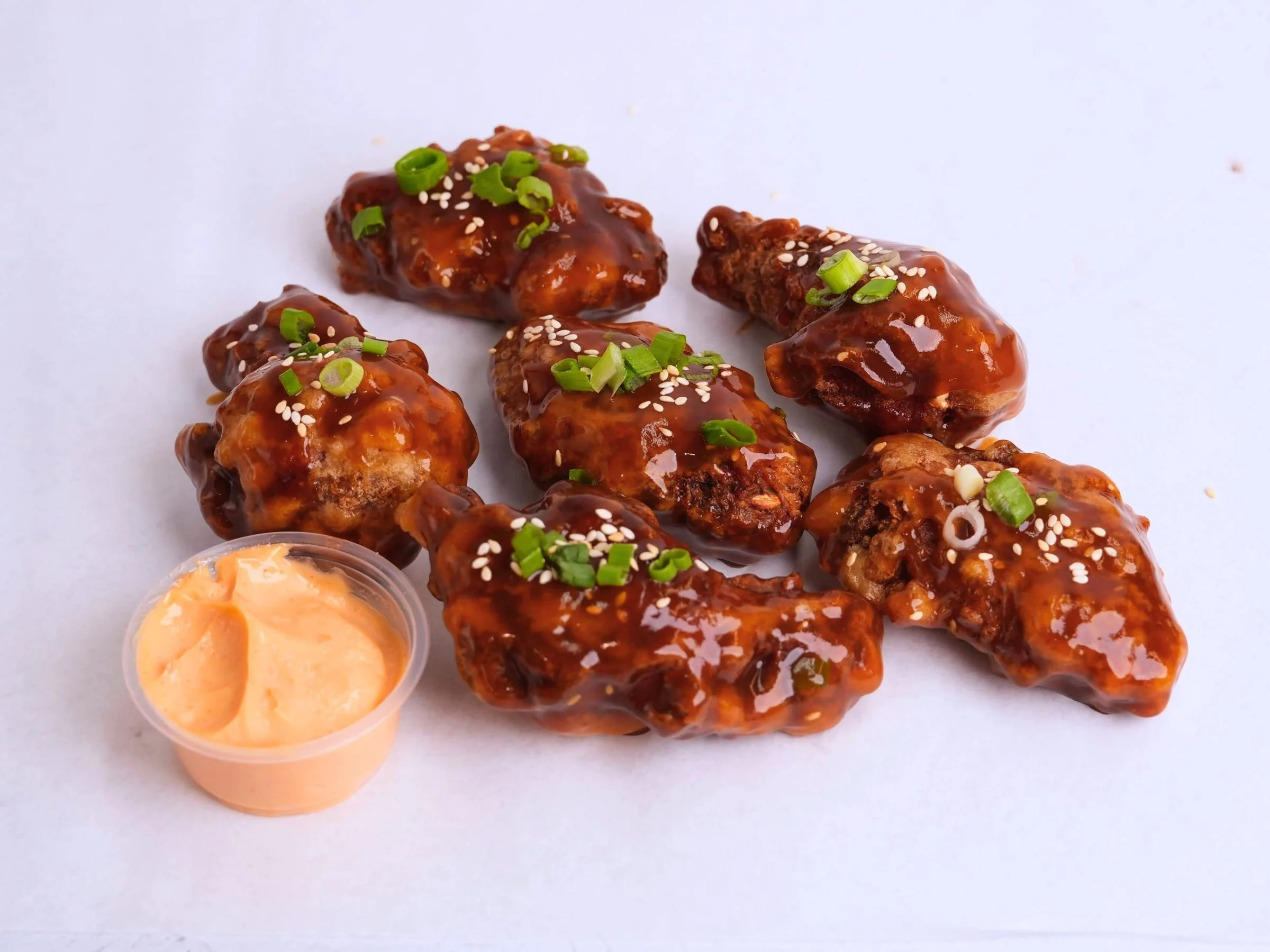 Sweet soy garlic Korean fried chicken wings in Philadelphia