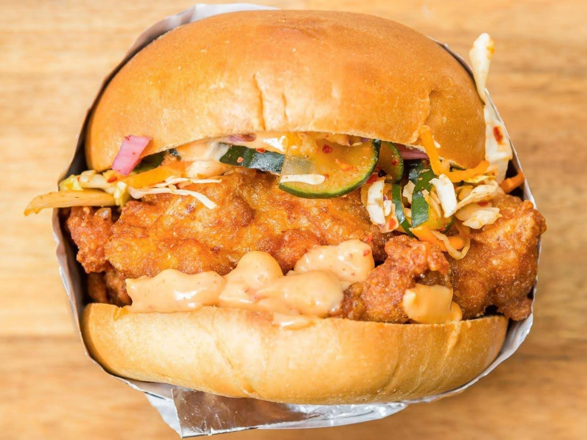 Crispy Korean fried chicken sandwich in Philadelphia