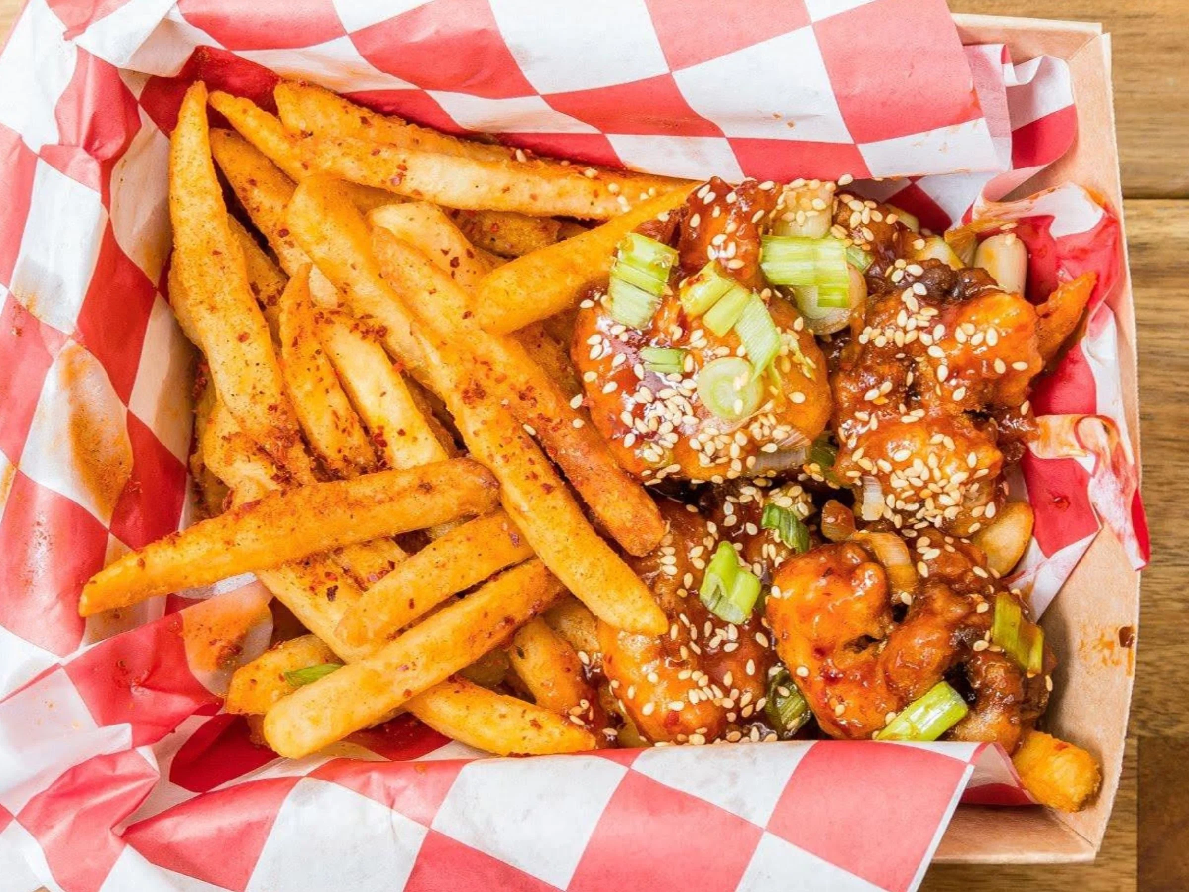 Gochujang cauliflower with crispy fries Korean style in Philadelphia