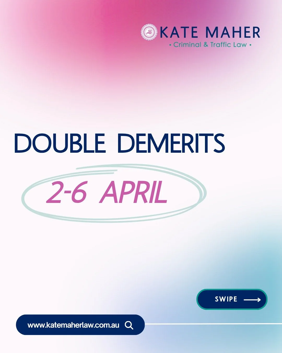 🚨 Double demerits are on this Easter long weekend! 

Double the points, double the risk. ⚠️

If you need advice, call us first. 

#EasterLongWeekend #DoubleDemerits #TrafficLaw