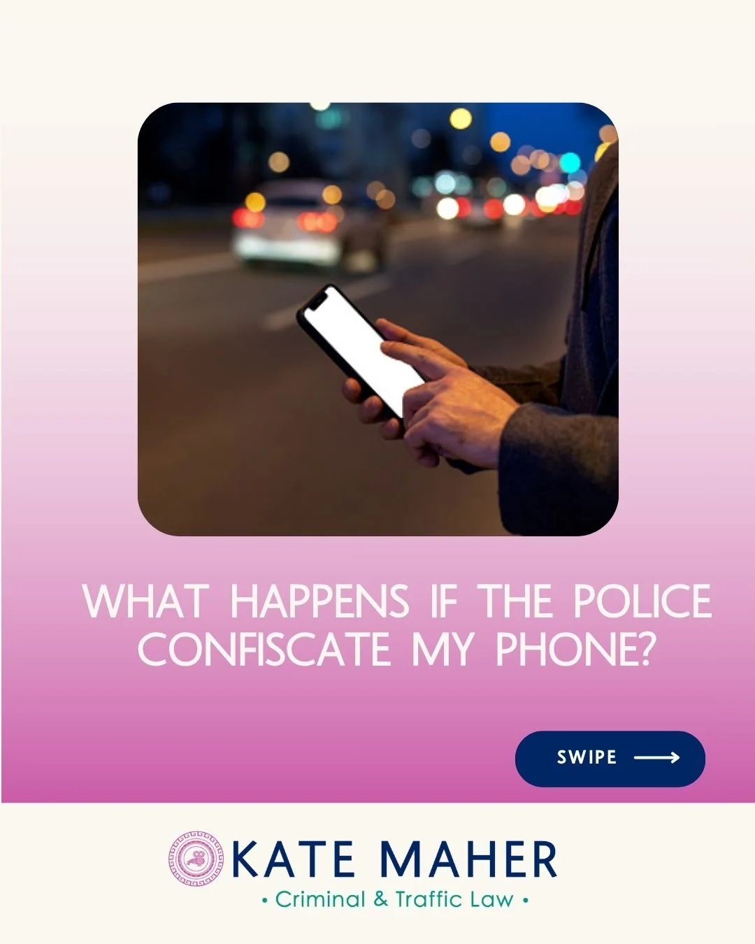 Your phone can contain a lot of personal information, so having it seized can be stressful.

Swipe through to learn when police can take your phone, whether you need to unlock it, and how you can seek its return.

#CriminalLaw #CriminalLawyer #Police