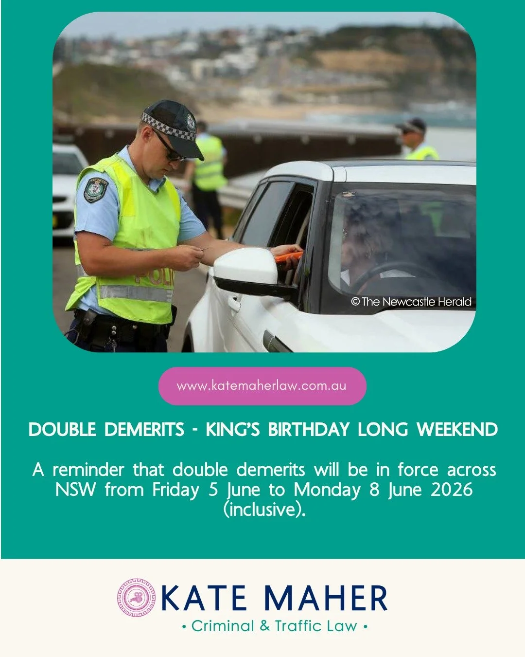 If you run into any trouble on the roads this long weekend, call us first!

#LongWeekend #RoadSafety #Lawyer #TrafficLaw #FemaleLawyer