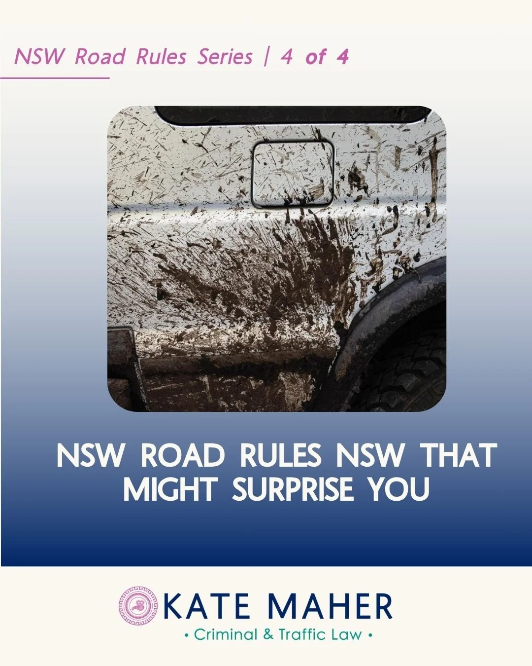 That&rsquo;s a wrap! From mud-splashing to fog lights and post boxes, NSW road rules can be surprisingly specific.

How many did you know?

Save the series &amp; share it with another driver. 🚗

#TrafficLaw #NSWRoadRules #NewcastleLawyer