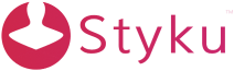 Pink logo with a stylized circular symbol and the word 'Stykū' in black.