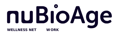 nuBioAge logo with tagline 'Wellness Meets Work'