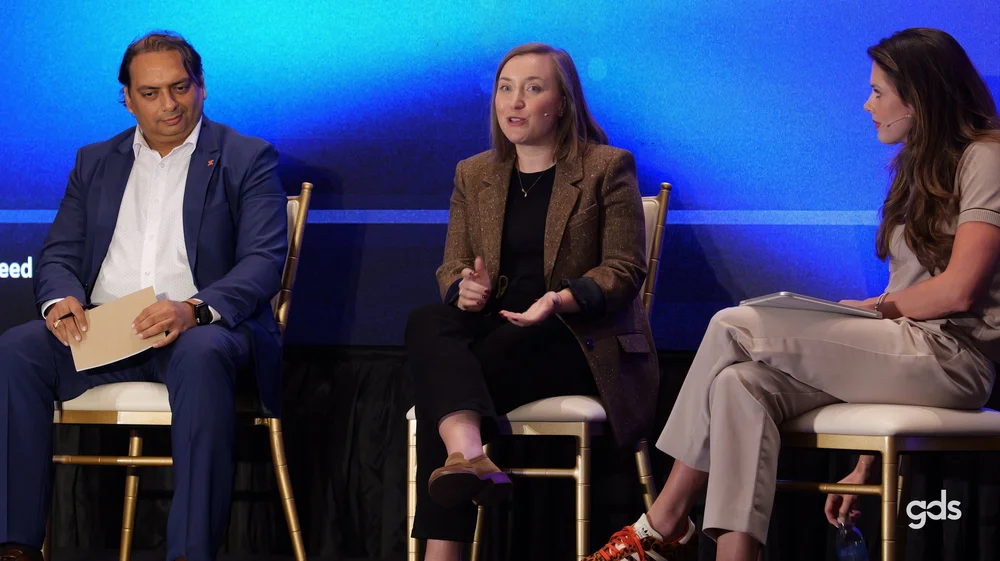 Sarah speaking on a conference panel
