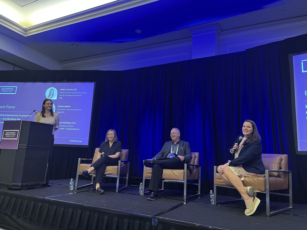 Sarah participating in a live industry event