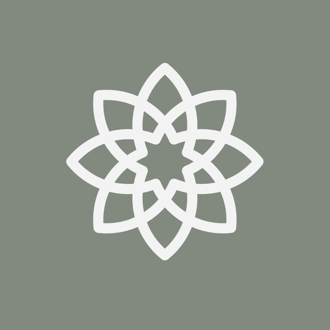 Geometric drawing of an outline square with sections divided by vertical, horizontal, and half circle lines.