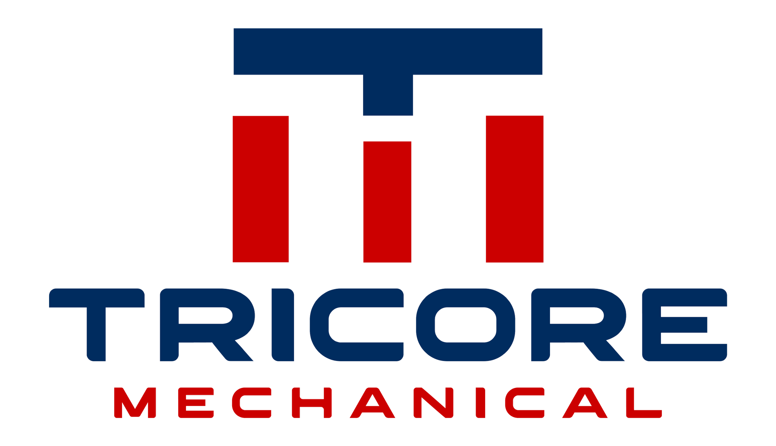 Tricore Mechanical logo featuring a blue T shape, red vertical bars, and the text 'TRICORE' in blue and 'MECHANICAL' in red.