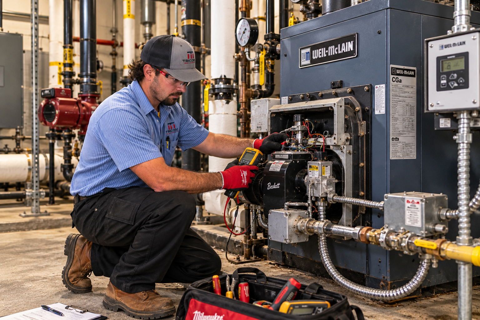 Tricore Technician doing preventative maintenance
