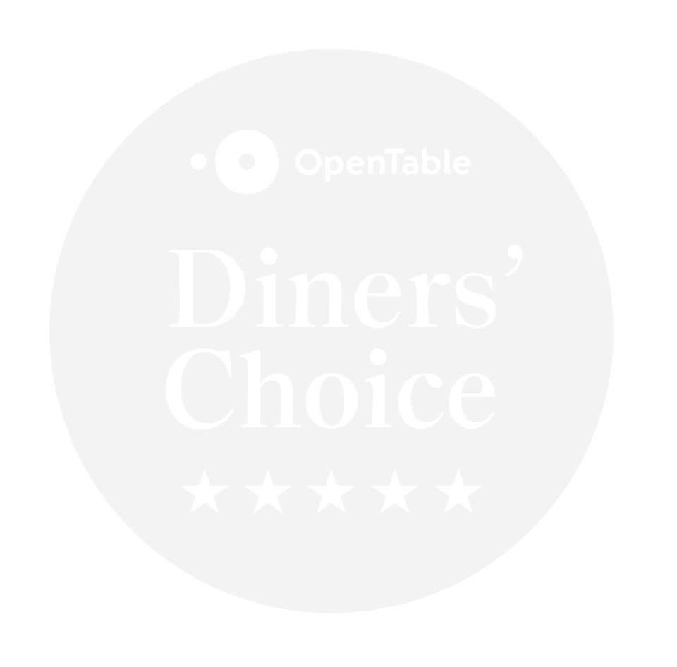 Circular logo featuring the text "OpenTable" and "Diners' Choice" with five stars, suggesting an award.